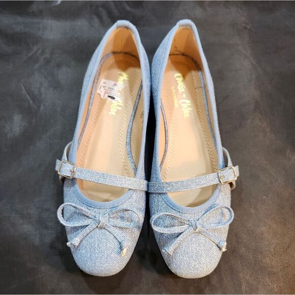 BRAND NEW CHASE & CHLOÉ FERGIE-1 DENIN BALLERINA BOWNOT SLIP-ON FLAT G1 - Picture 2 of 15